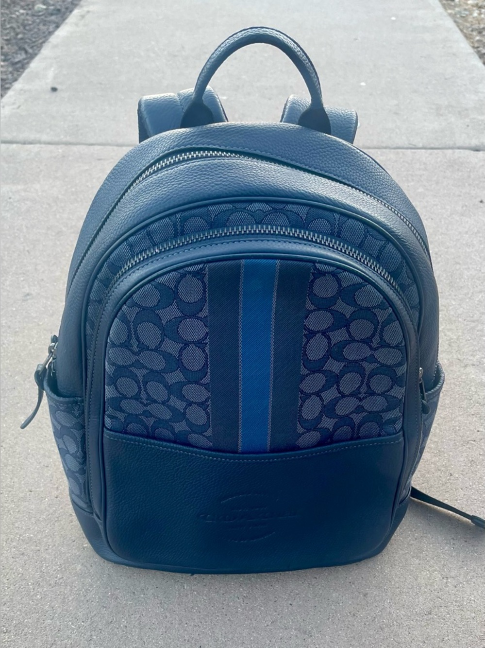 Coach Thompson Backpack in Signature Jacquard with Varsity Stripe